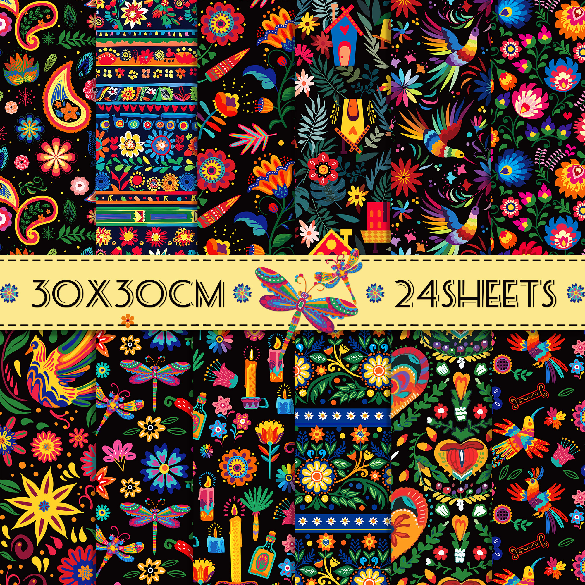 Photography Class - 24pcs Mexican Scrapbook Paper DIY Craft