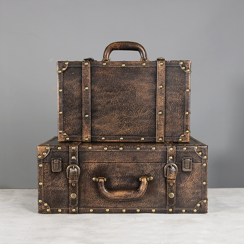 Photography Vintage Style - Retro Brown Leather Handheld Wooden Storage