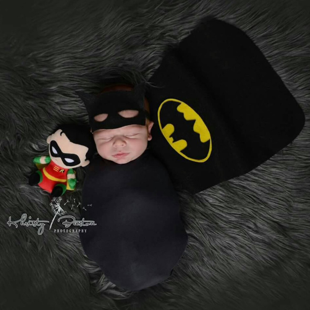 Photography Outfit - Newborn Baby Batman Cape and Wrap