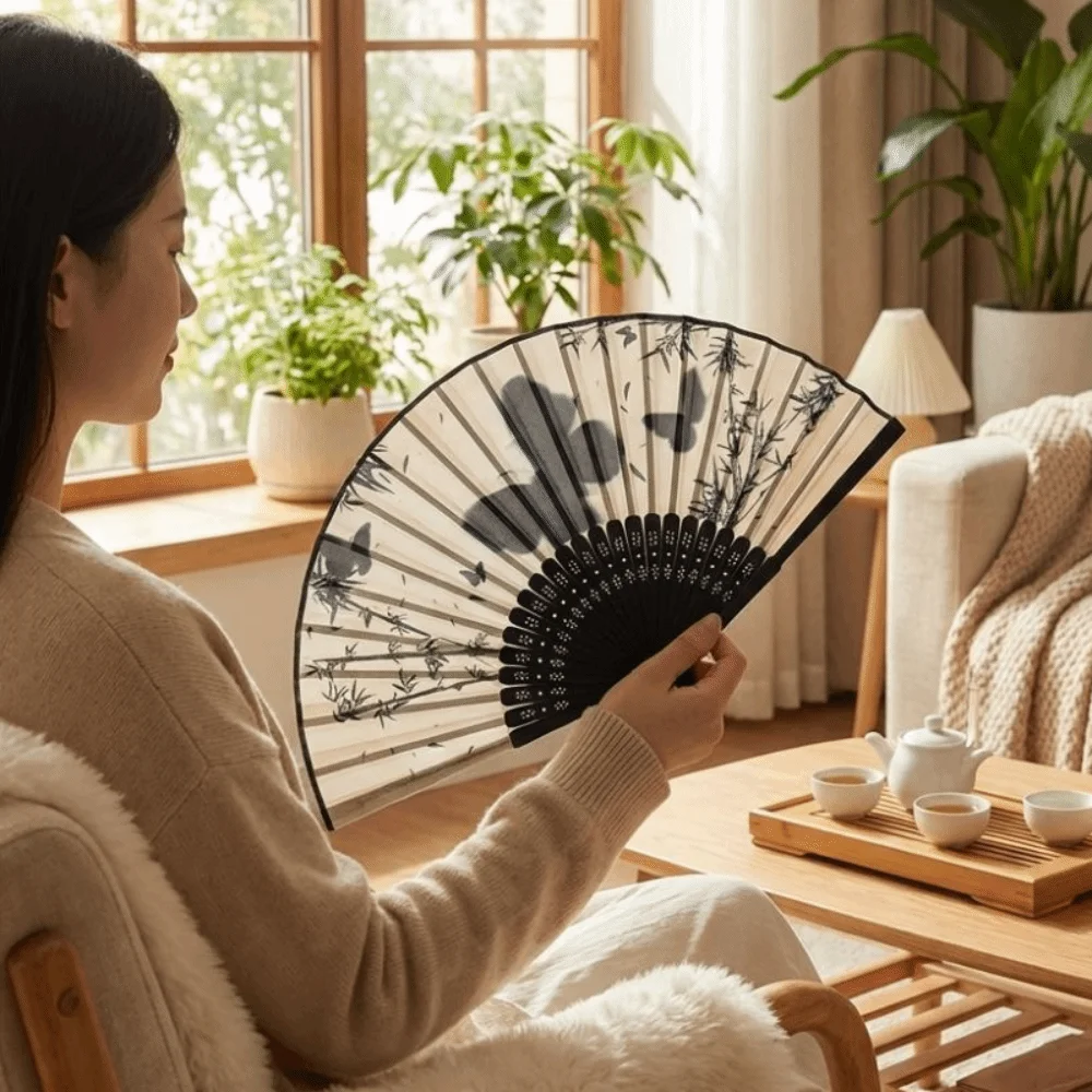 Vintage Silk Folding Fan Woode - Photography Vintage Style recension och pris