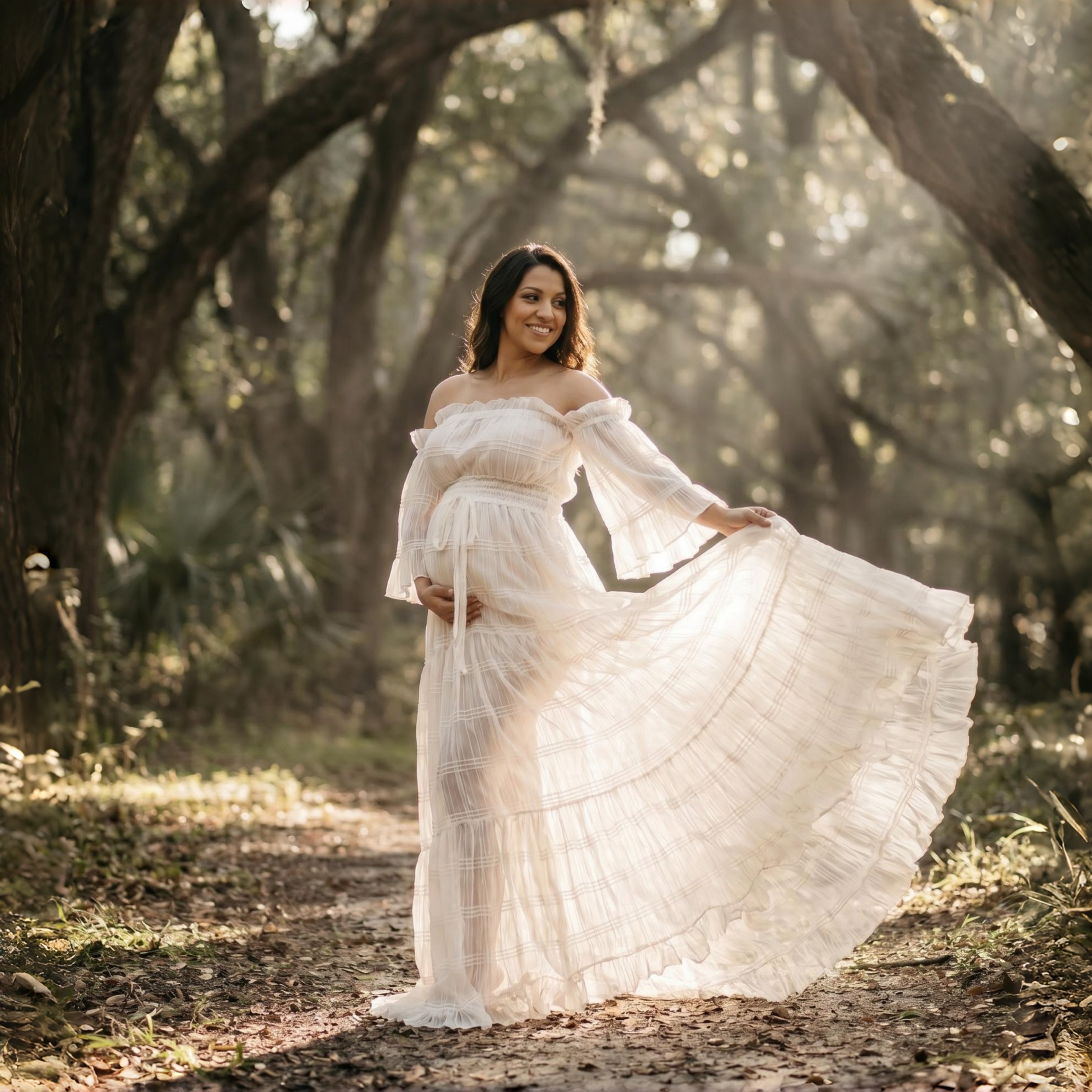 White Pleated Chiffon Maternit - Photography Outfit recension och pris