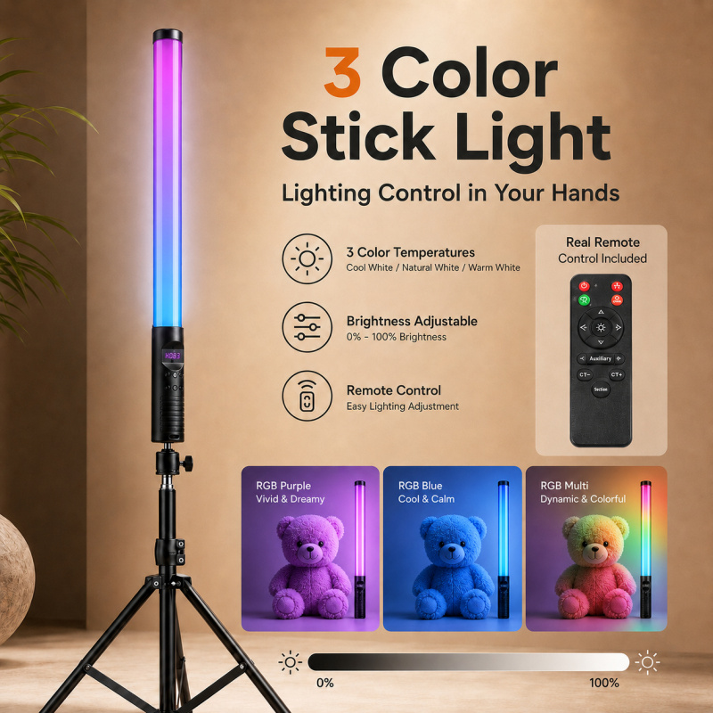 RGB Handheld Video Light Wand, - Photography Umbrella Lights recension och pris