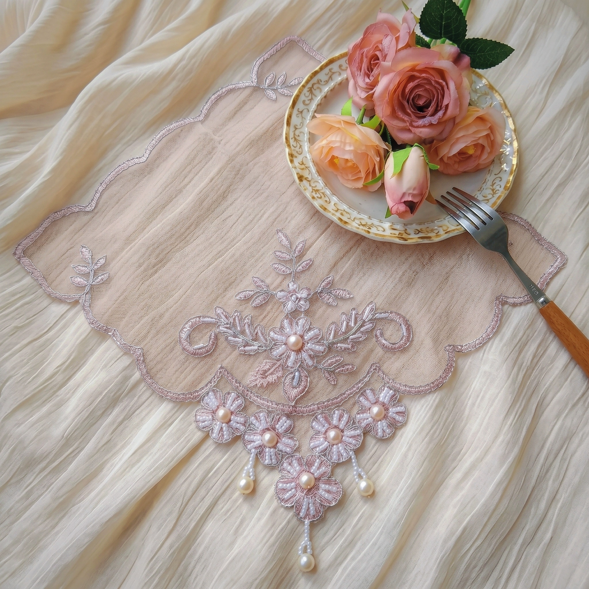 Set Of 8 Pink Lace Placemats H - Photography Vintage recension och pris