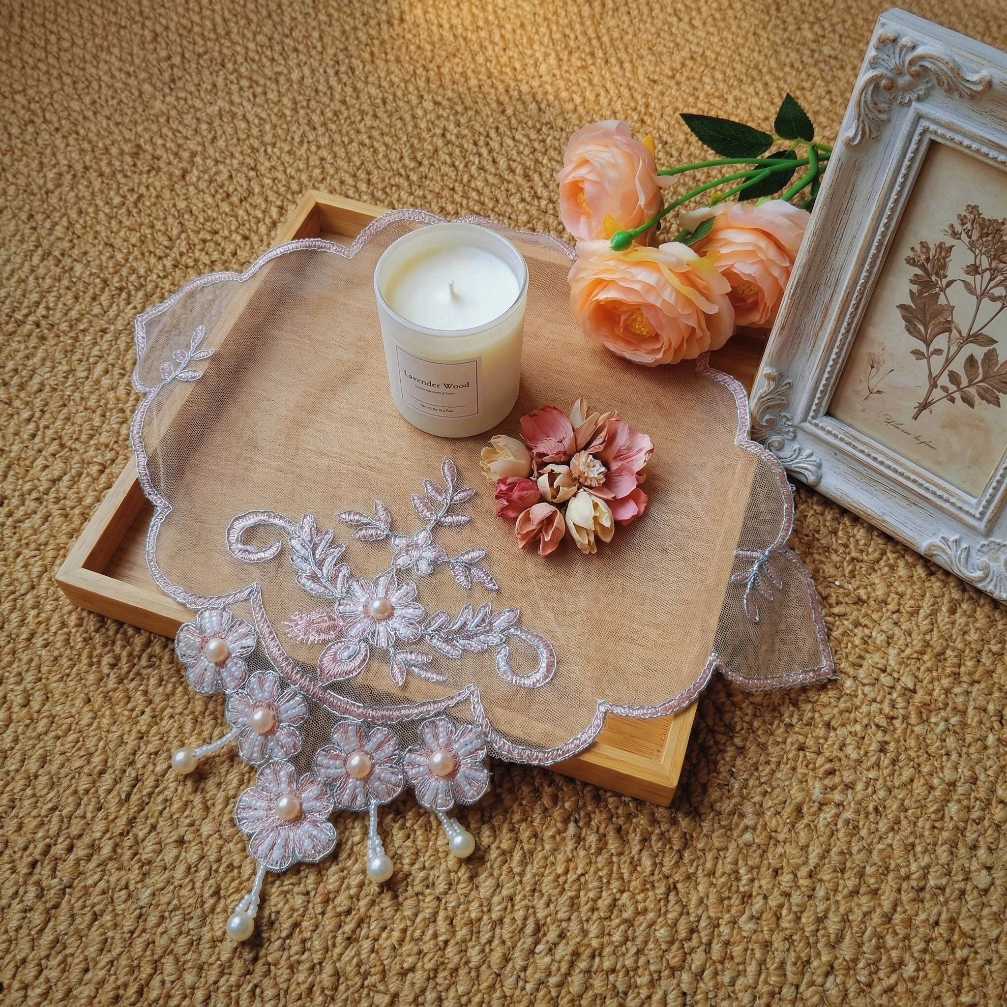 Set Of 8 Pink Lace Placemats H - Photography Vintage recension och pris