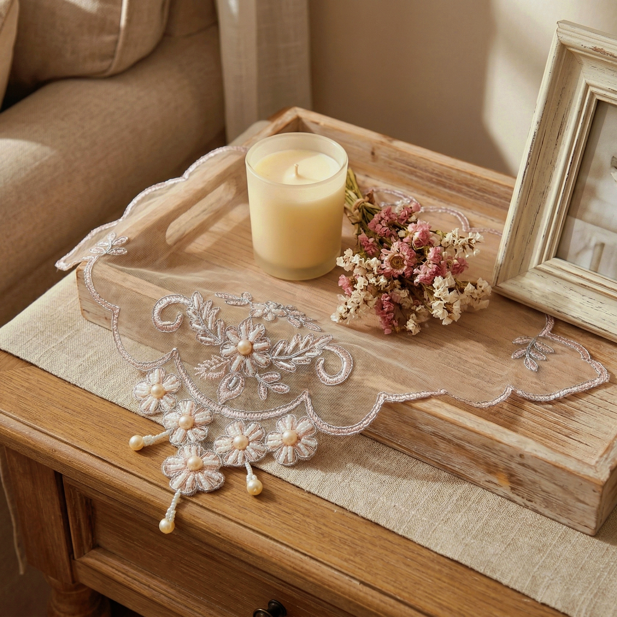 Set Of 8 Pink Lace Placemats H - Photography Vintage recension och pris