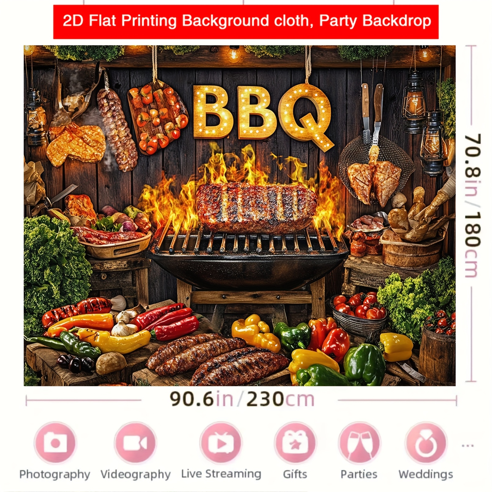 1pcs BBQ Party Food Rustic Woo - Photography Online recension och pris