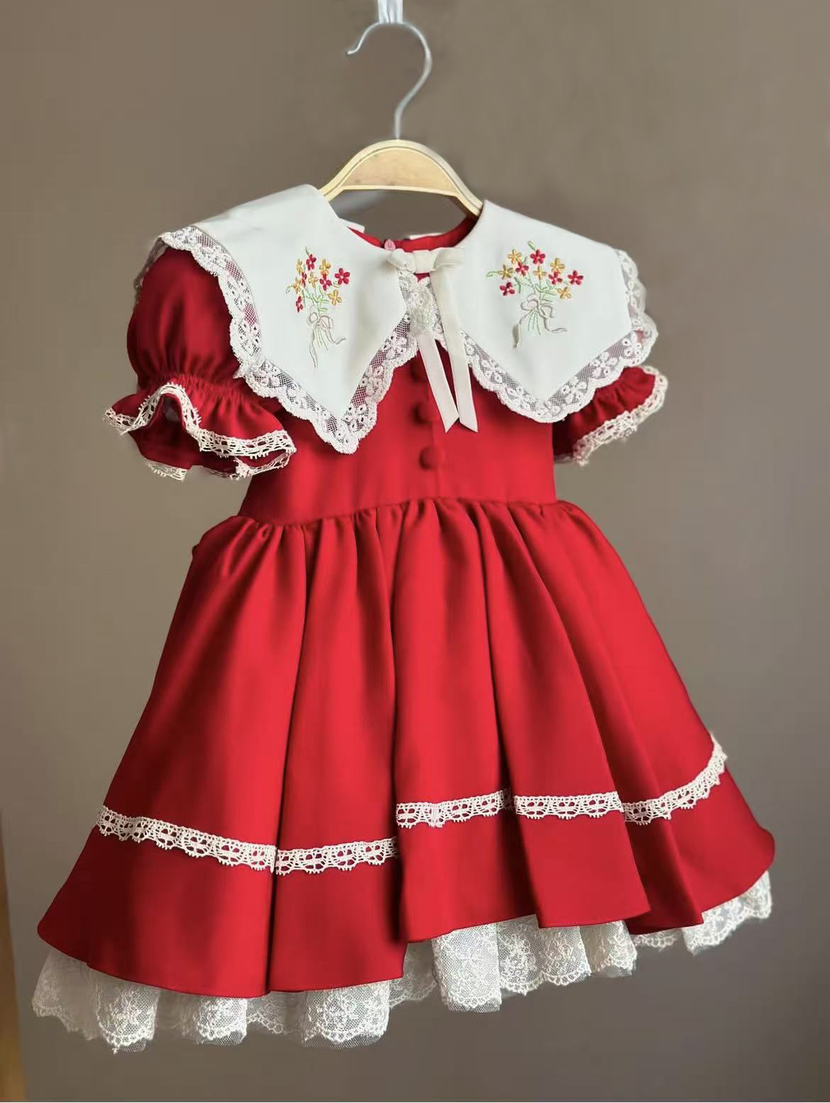 0-12Y Baby Girl Summer Red Emb - Photography Vintage Style recension och pris