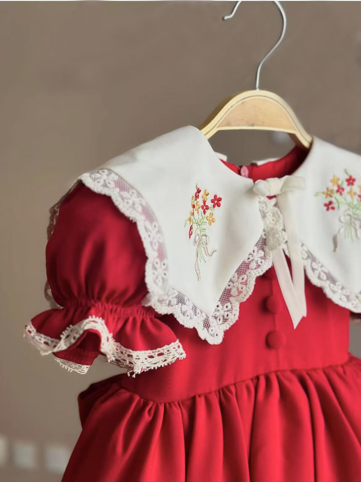 0-12Y Baby Girl Summer Red Emb - Photography Vintage Style recension och pris